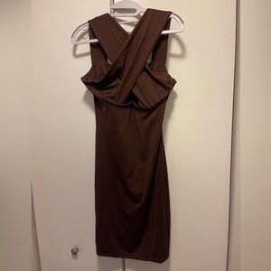 Amazon Brown Underwire Cross Front Bodycon Mini Dress - WORN ONCE